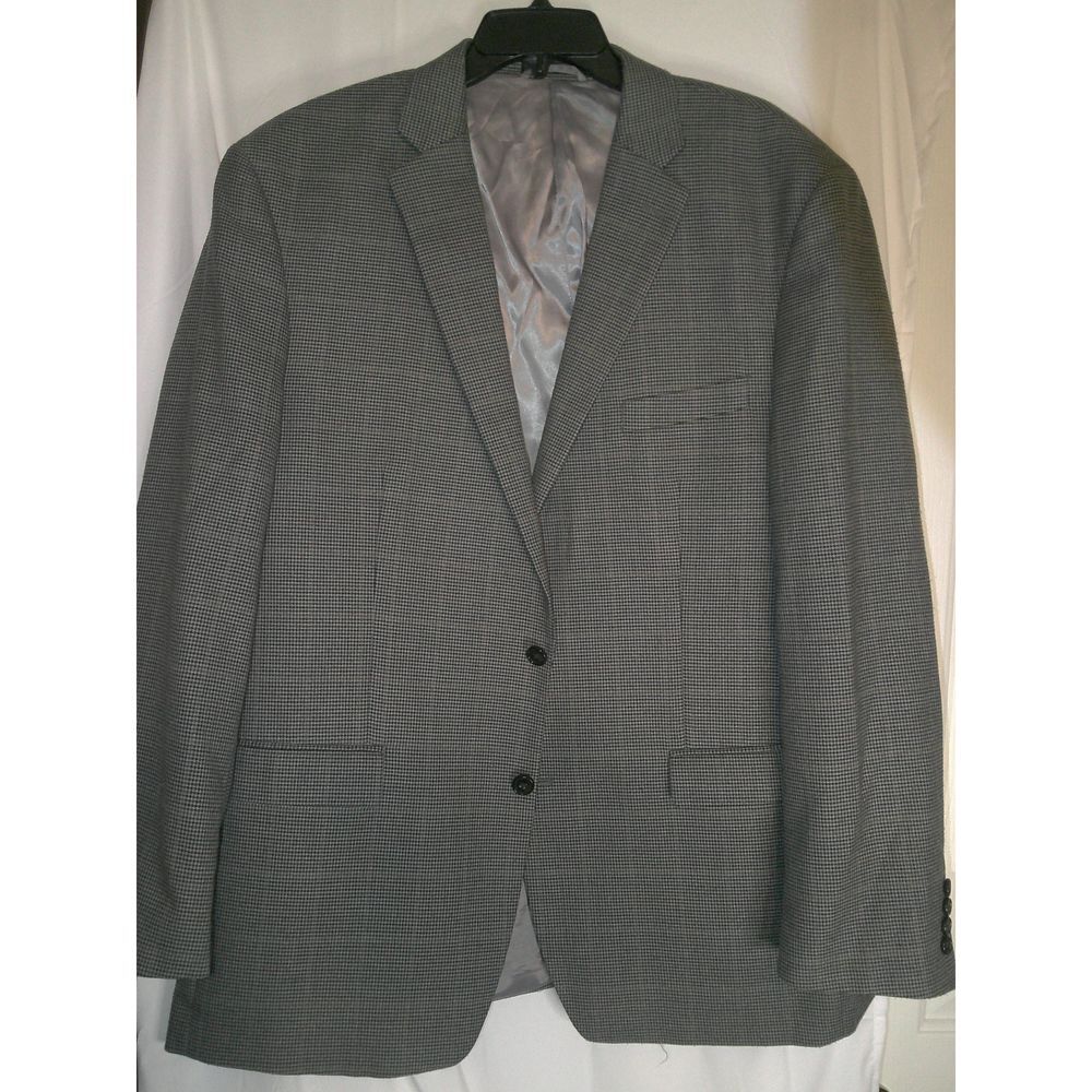 Lauren Ralph Lauren Men's Classic Fit Grey Plaid Wool Blazer Sport Coat 46L
